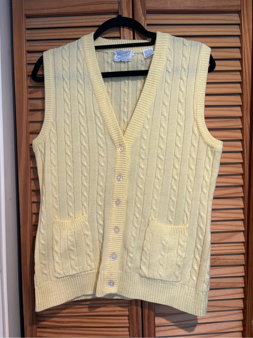 Vintage Northern Isles Cable Knit Sweater Vest Yellow Grandpacore Cabincore